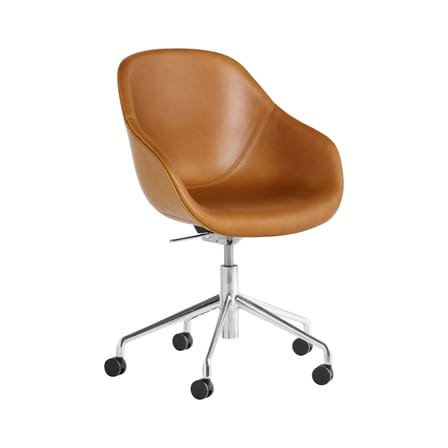 Fauteuil à roulettes About a chair AAC155 cuir marron / Rembourré - Hay