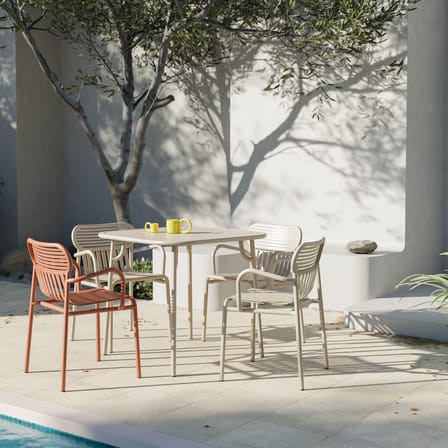 Fauteuil bridge empilable Week-End métal beige / Aluminium - Petite Friture