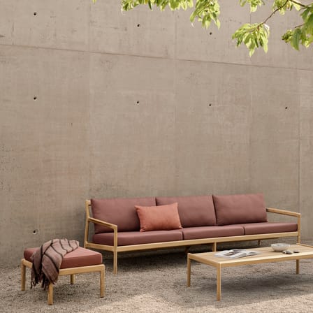 Divano da giardino a 3 posti Jack Outdoor tessuto legno verde / L 265 cm - Teck - Ethnicraft