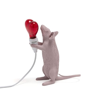 Lampe de table Mouse Sitting #2 plastique rose / Edition limitée St Valentin - Seletti