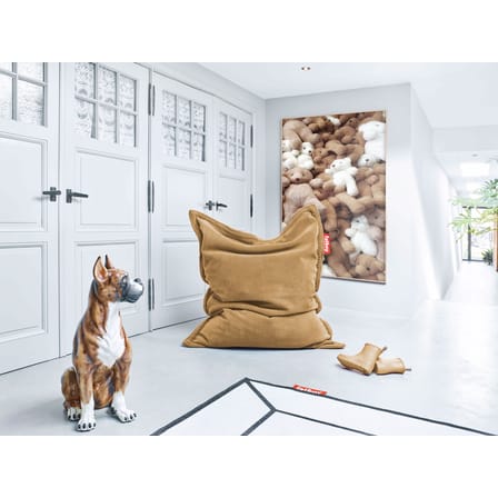 Pouf Original Slim Teddy tissu marron / Tissu duveteux ultra-doux - 155 x 120 cm - Fatboy