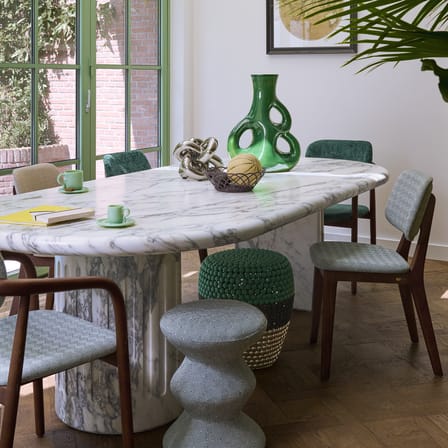 Tabouret rembourré Zig Zag Soft tissu vert - Pols Potten