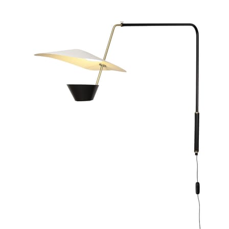 Applique avec prise G25 blanc or métal / Potence - Réédition 1951, Pierre Guariche - SAMMODE STUDIO