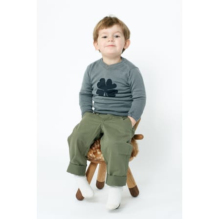 Chaise enfant Bambi tissu marron beige bois naturel / H 40 cm - EO