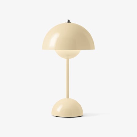 Lampe sans fil rechargeable Flowerpot VP9 métal beige / Ø 16 x H 29 cm - Verner Panton, 1968 - &tradition