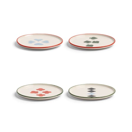 Deck Petit fours plates ceramic multicoloured / Set of 4 - Ø 13 cm - & klevering