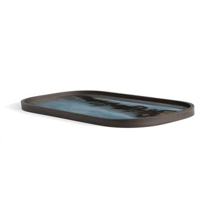 Plateau Organic verre bleu / 53 x 31 cm - Peint main - Ethnicraft