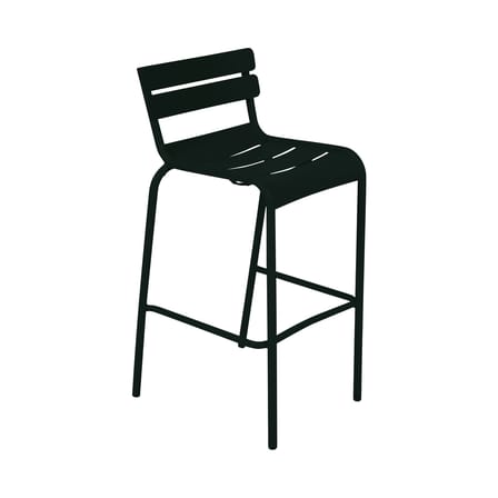 Chaise de bar Luxembourg métal noir / H 80 cm - Aluminium - Fermob