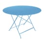 Table pliante Bistro métal bleu / Ø 117 cm - 6/8 personnes - Trou parasol - Fermob