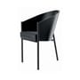 Costes Padded armchair leather wood black Wood seat - Driade