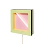 Negresco Wall light with plug plastic material wood pink yellow / By Martine Bedin, 1981 - 60 x 60 cm - Memphis Milano