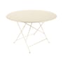 Table pliante Bistro métal beige / Ø 117 cm - 6/8 personnes - Trou parasol - Fermob