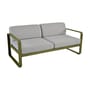 Canapé de jardin 2 places Bellevie métal tissu vert / L 160 cm - Tissu gris flanelle - Fermob