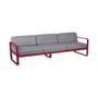 Canapé de jardin 3 places Bellevie métal tissu rouge gris / L 235 cm - Tissu gris flanelle - Fermob