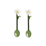 Cuillère à café Flora verre vert / Set de 2 - L 13,5 cm - & klevering
