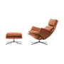 Set fauteuil & repose-pieds Grand Relax & Ottoman cuir marron / Pivotant & inclinable - Vitra