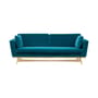  Straight sofa textile blue natural wood / L 210 cm - Velvet - RED Edition