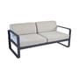 Canapé de jardin 2 places Bellevie métal tissu gris noir / L 160 cm - Tissu gris flanelle - Fermob