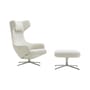 Grand Repos Set armchair & footrest textile white / Pivoting & inclining - Fabric - Vitra
