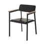 Fauteuil empilable Shine / accoudoirs bois - Emu