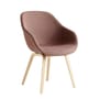 Fauteuil rembourré About a chair AAC123 tissu rose bois naturel / Dossier haut - Tissu intégral & chêne - Hay