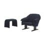 Sessel- & Bank-Set Bascule Lowback textil blau / Neigungsmechanismus – Füße aus Eiche - Vitra