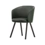 Fauteuil rembourré Mikado cuir vert / Pieds bois - Vitra
