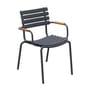 Fauteuil empilable ReCLIPS plastique gris / Accoudoirs bambou - Plastique recyclé - Houe