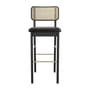 Sgabello bar Cannage fibre legno nero / H 65 cm - Pelle - RED Edition