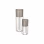 Set de 2 cache-pot sur pied Fenja métal beige / H 50 & H 80 cm - BROSTE COPENHAGEN