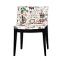 Fauteuil rembourré Mademoiselle Moschino tissu blanc multicolore noir / pieds noirs - Kartell