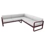 Canapé d'angle de jardin Bellevie métal tissu blanc / n° 2 A - 229 x 235 cm - Tissu blanc grisé - Fermob