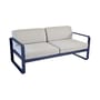 Canapé de jardin 2 places Bellevie métal tissu blanc bleu L 160 cm - Tissu blanc grisé - Fermob