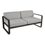 Canapé de jardin 2 places Bellevie métal marron / L 160 cm - Tissu gris flanelle - Fermob