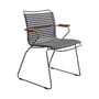 Fauteuil Click Dining plastique gris / Accoudoirs bambou - Houe