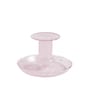 Flare Stripe Small Candle stick glass pink / H 7.5 cm - Glass - Hay