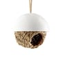 Nichoir à oiseaux  céramique fibre végétale blanc marron / Ø 13 cm - Porcelaine & jonc - Eva Trio