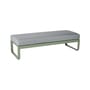 Banc rembourré Bellevie métal tissu gris / Table basse (coussin amovible) - L 148 cm / Gris flanelle - Fermob