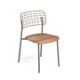 Stapelbarer Stuhl Lyze metall beige holz natur / Sitzfläche Teakholz - Emu