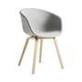 About a chair AAC23 Padded armchair textile grey natural wood / Integral fabric & matt varnished oak - Hay