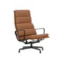 Fauteuil pivotant Soft Pad Lounge EA 222 cuir marron / Inclinable - Eames, 1969 - Vitra