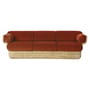 Divano destro Basket tessuto fibre arancione marrone beige legno naturale / 3 posti - By Joe Colombo (1967) / L 233 cm - Gubi