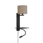 Wandleuchte mit Stromkabel Florence metall beige / Lampenschirm Stoff - LED-Leseleuchte, Regal & USB-Anschluss - It's about Romi