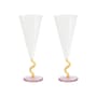 Curve Champagne glass glass multicoloured / Set of 2 - 18 cl - & klevering