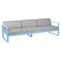 Canapé de jardin 3 places Bellevie métal bleu / L 235 cm - Tissu gris flanelle - Fermob
