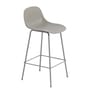 Fiber Bar Bar chair plastic material composite material grey / H 65 cm - Metal legs - Muuto