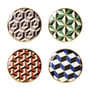 Glasuntersetzer Versailles keramik bunt / 4er-Set - Porzellan & Gold (24 Karat) - Jonathan Adler
