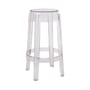 Tabouret haut empilable Charles Ghost plastique transparent / Philippe Starck, 2005 - H 65 cm - Kartell