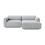 Ecksofa Develius B textil grau / 3 Sitze - L 220 cm / Liege rechts - &tradition