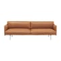 Canapé droit Outline cuir marron / 3 places- L 220 cm - Muuto